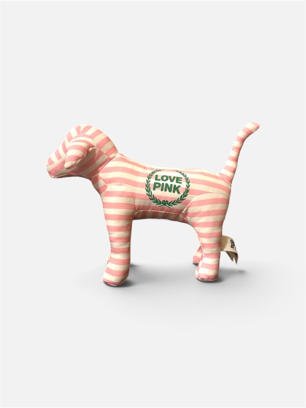 PINK Victoria's Secret Pink and Cream Striped Plush Dog Accent
